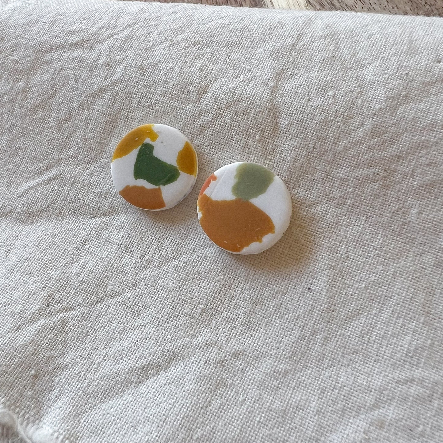 Large Round Stud Earring in Warm Spring Terrazzo