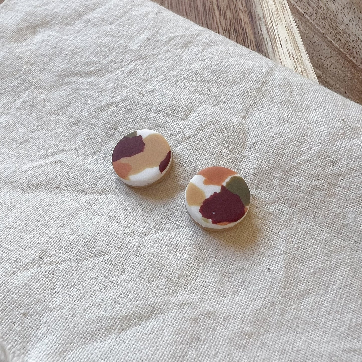 Medium Round Stud Earring in Warm Spring Terrazzo