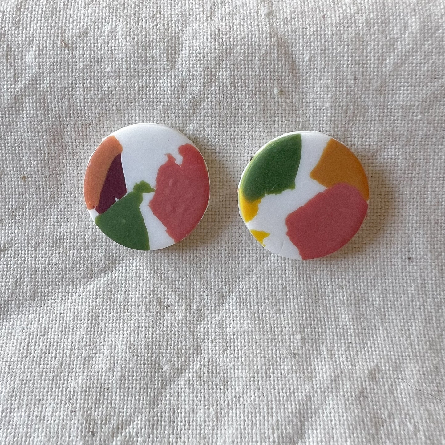 Large Round Stud Earring in Warm Spring Terrazzo