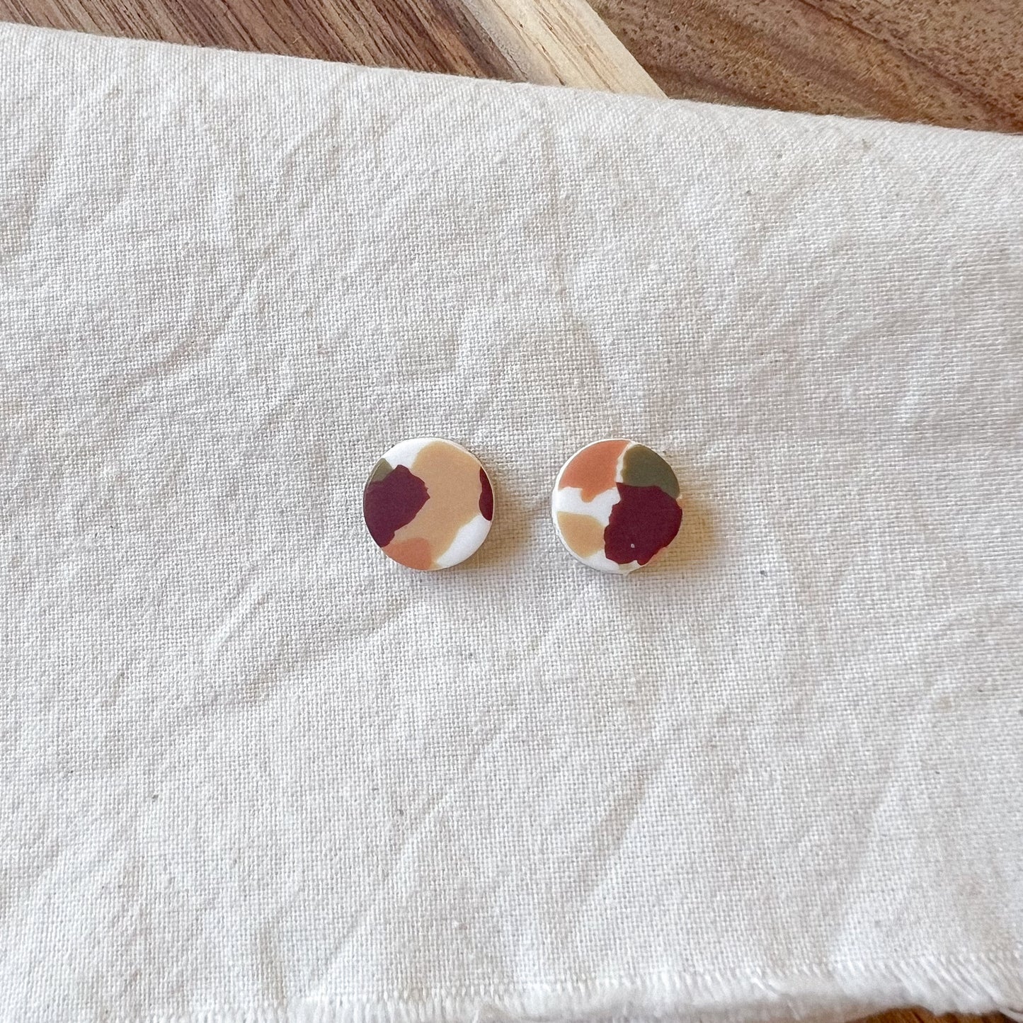 Medium Round Stud Earring in Warm Spring Terrazzo