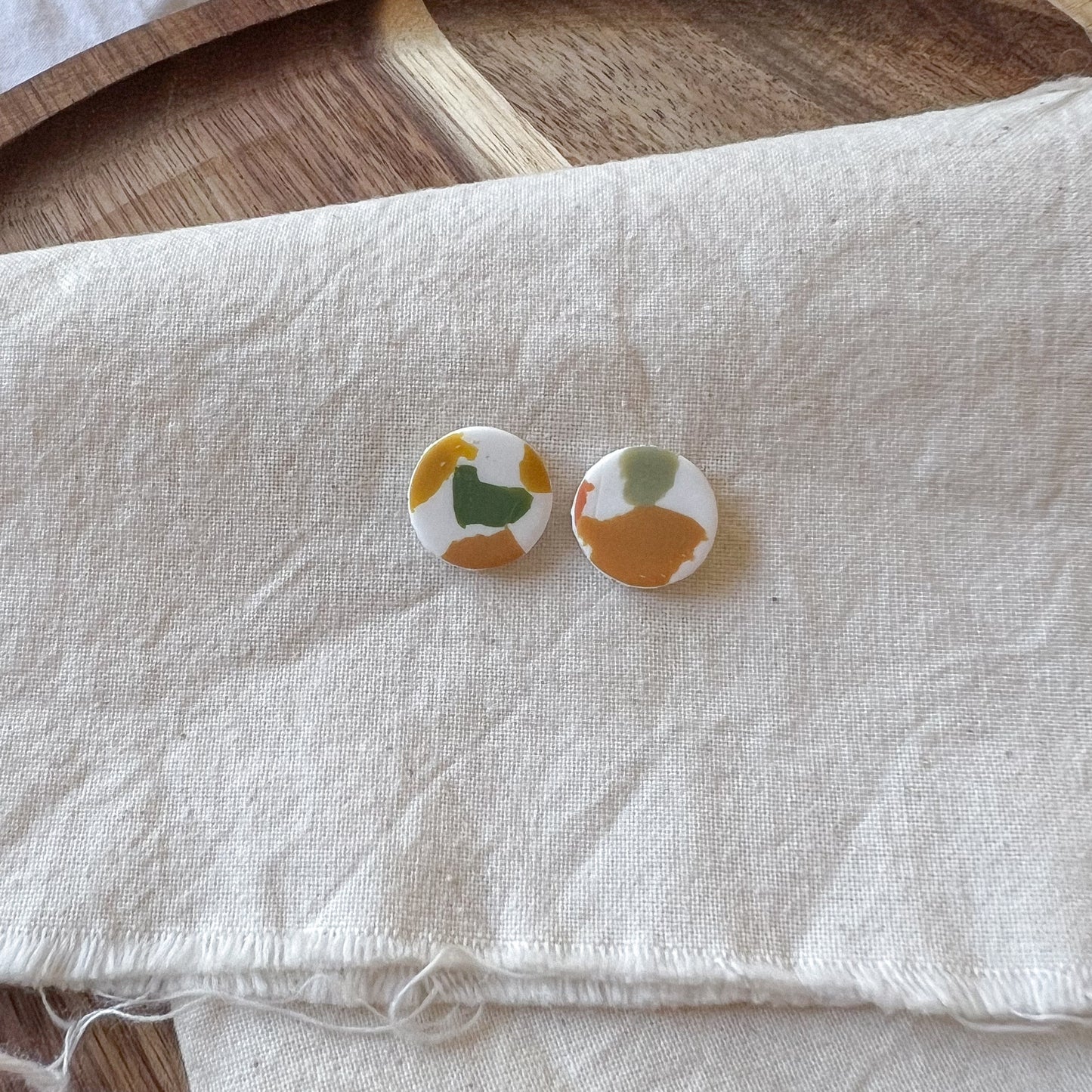 Large Round Stud Earring in Warm Spring Terrazzo