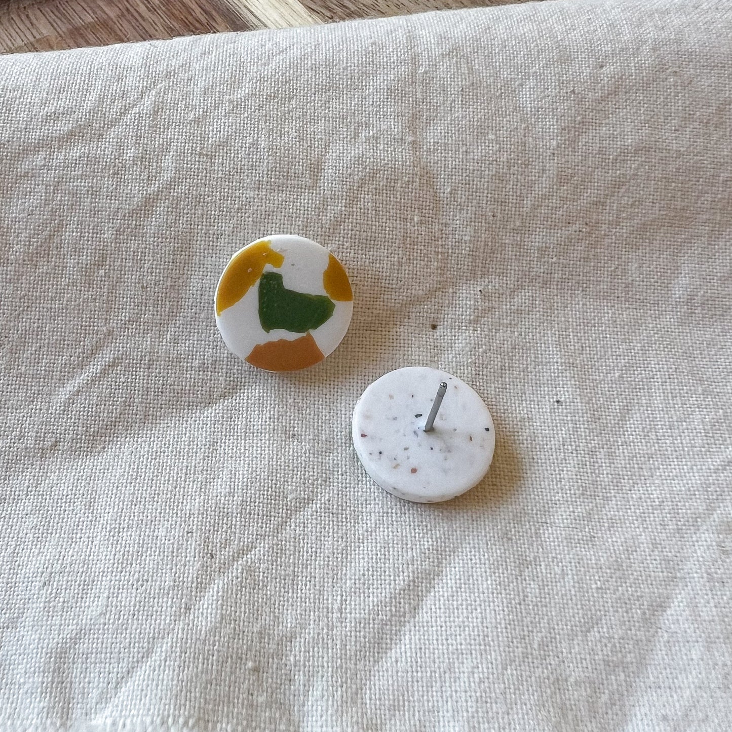 Large Round Stud Earring in Warm Spring Terrazzo