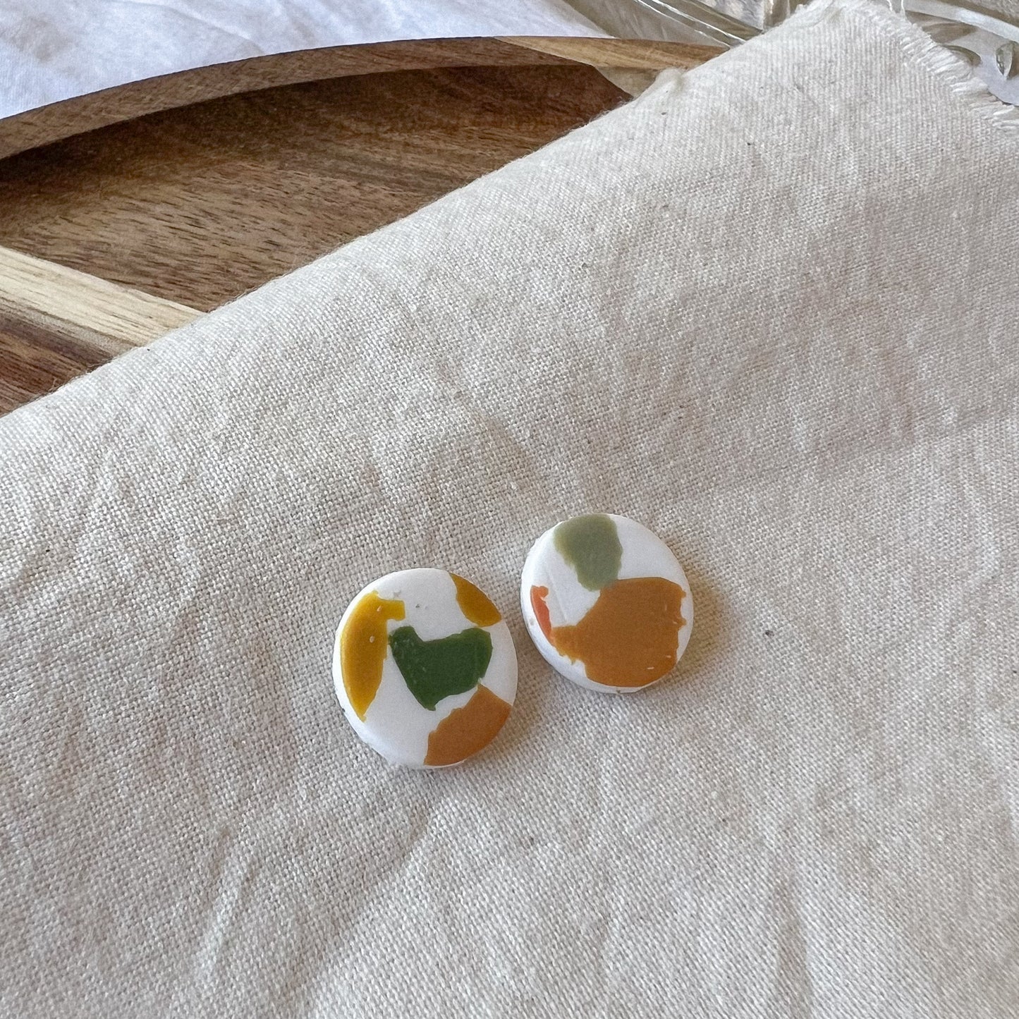 Large Round Stud Earring in Warm Spring Terrazzo