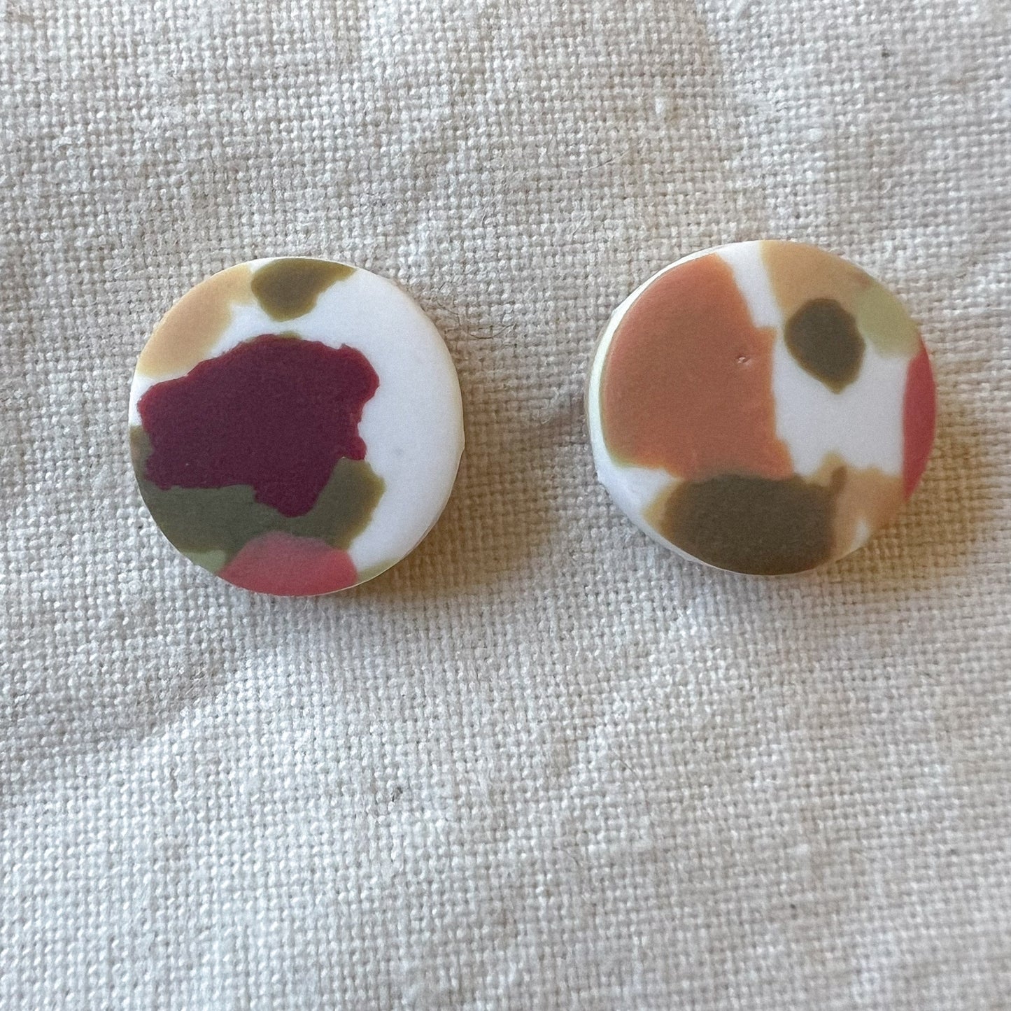 Medium Round Stud Earring in Warm Spring Terrazzo
