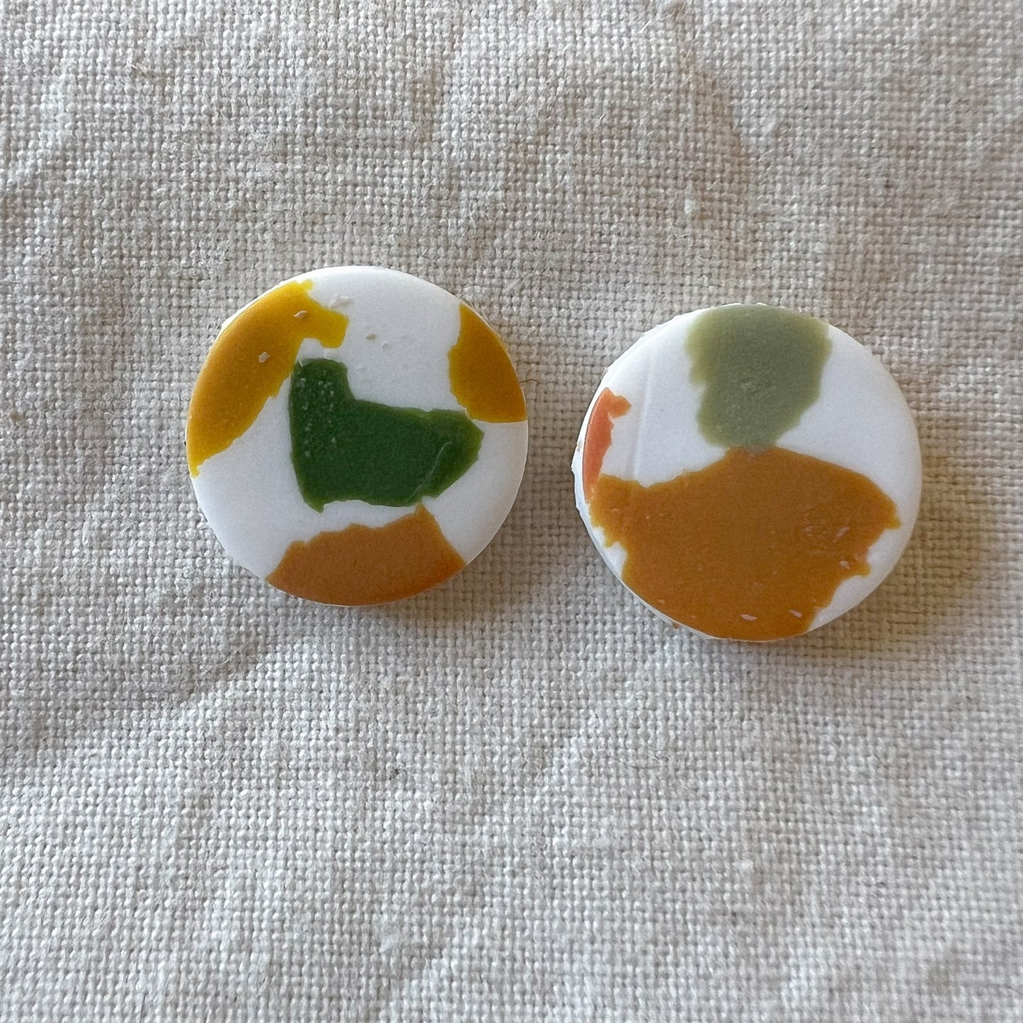 Large Round Stud Earring in Warm Spring Terrazzo