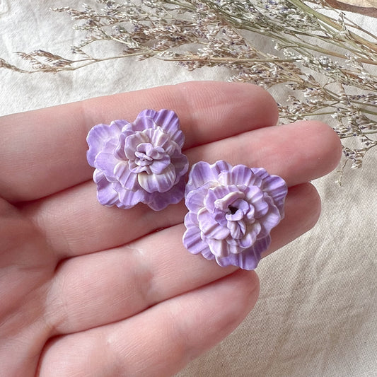 Large Flower Stud Earrings In Lilac Ombré