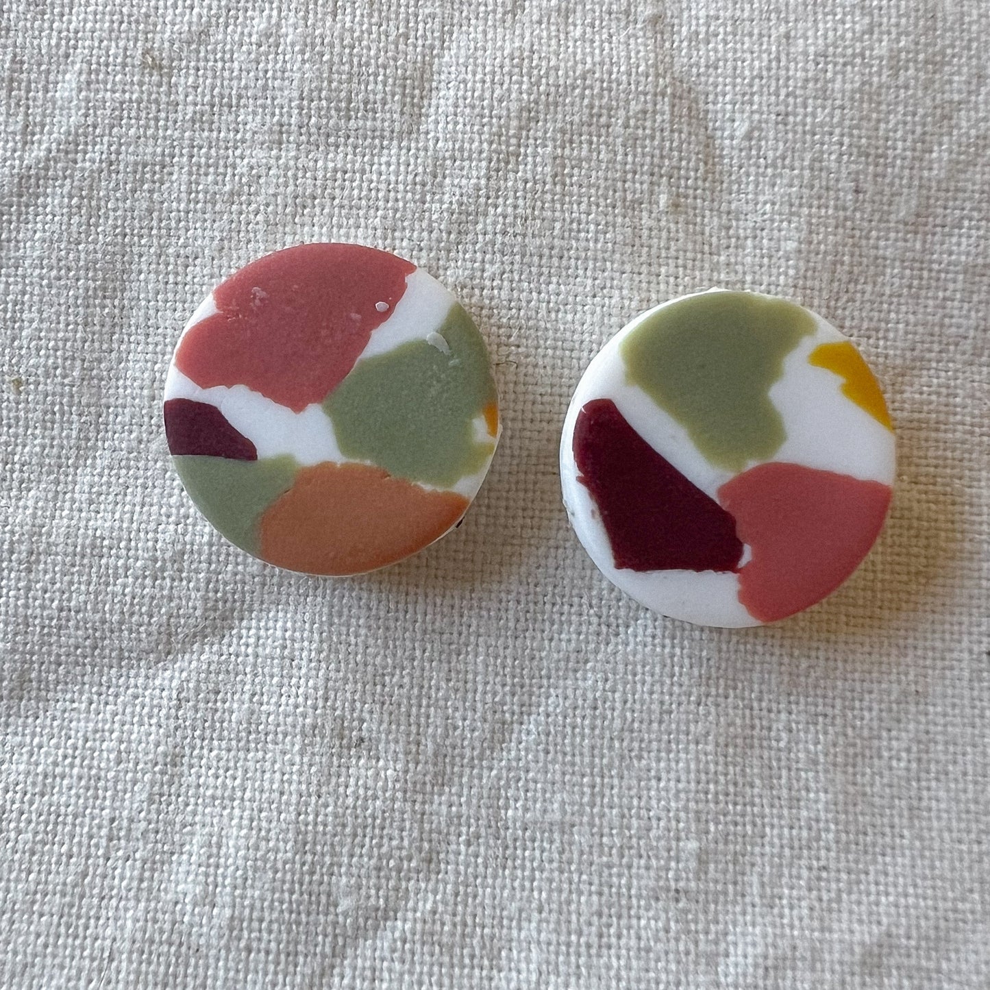 Large Round Stud Earring in Warm Spring Terrazzo