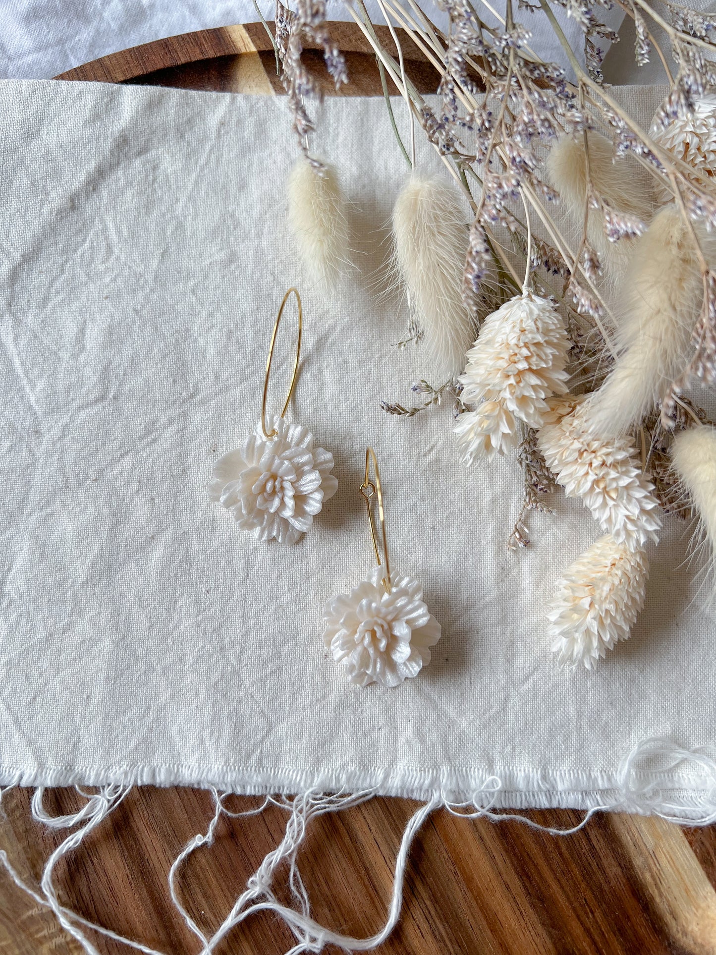 Flower Hoop in Pearl White