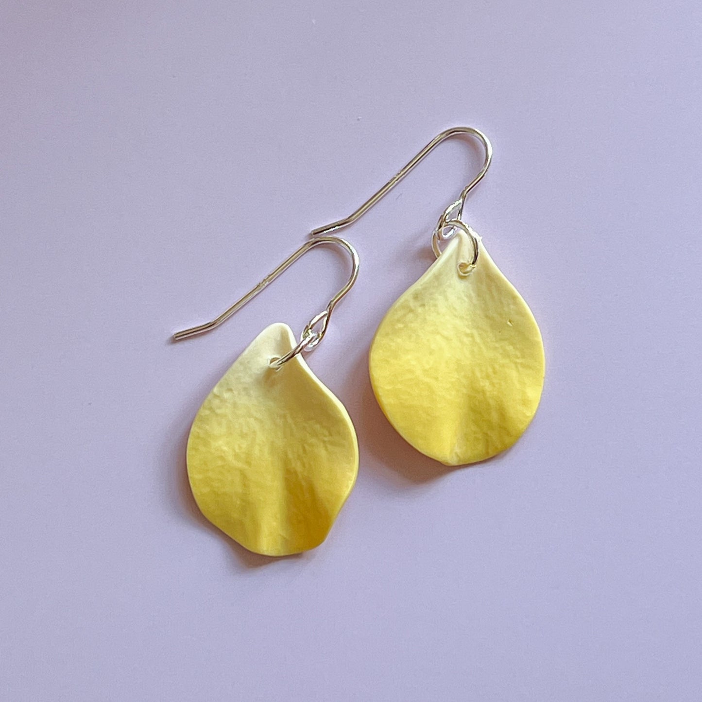 DELEN | small rose petal hook earrings in spring yellow ombré