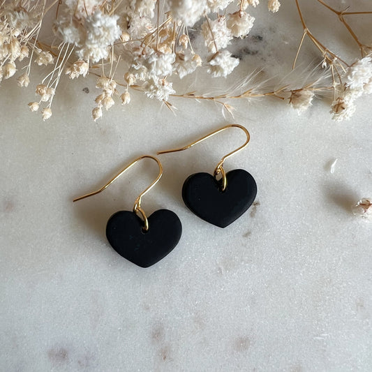 KARA | Heart hook earrings in midnight black
