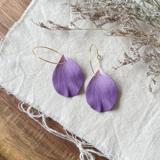 Large Petal Hoop Earrings In Lilac Ombré