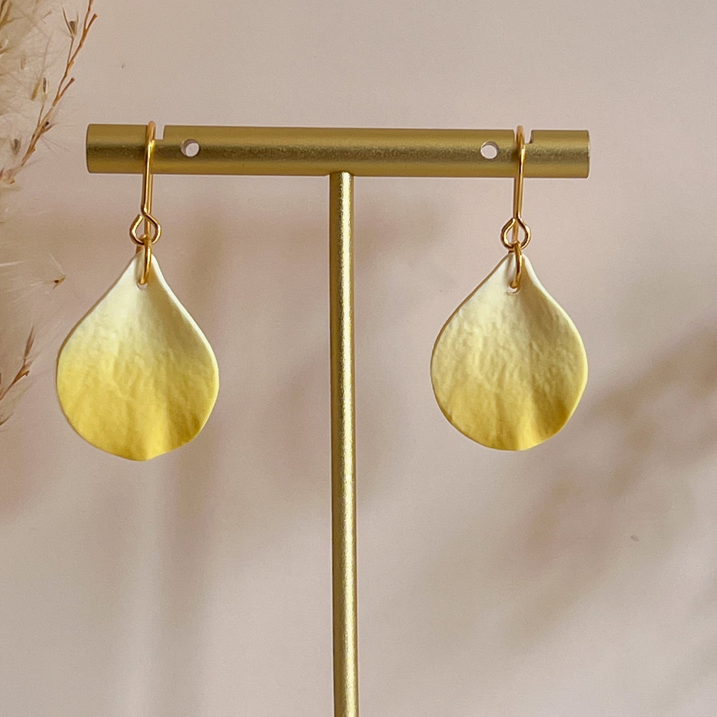DELEN | small rose petal hook earrings in spring yellow ombré
