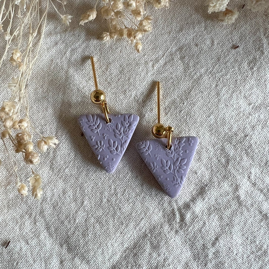 TRIANGLE | triangle stud drop earrings in texture lilac