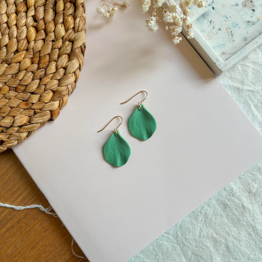 DELEN | small rose petal hook earrings in sage green