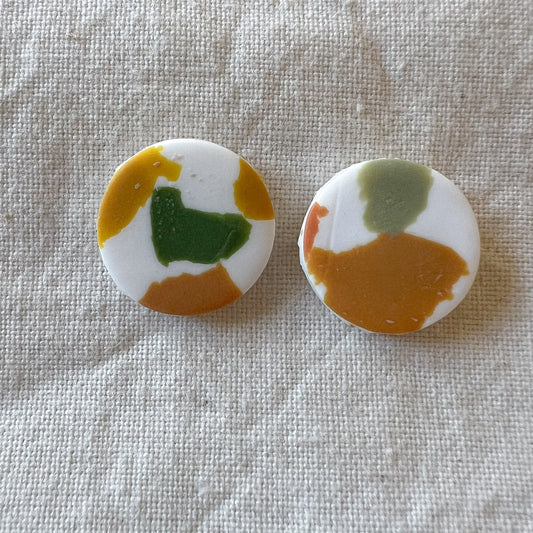 Large Round Stud Earring in Warm Spring Terrazzo