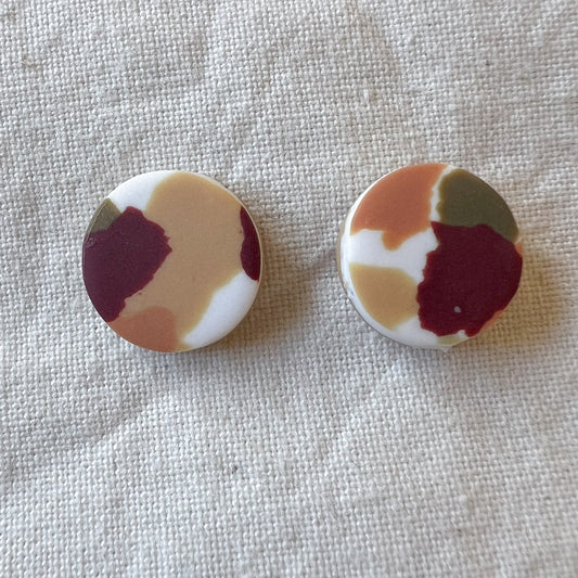 Medium Round Stud Earring in Warm Spring Terrazzo
