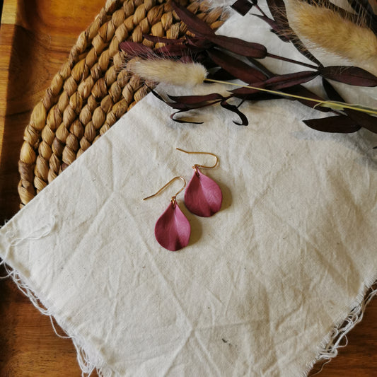 DELEN | small rose petal hook earrings in autumn rose pink ombre