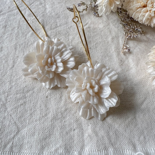 Flower Hoop in Pearl White